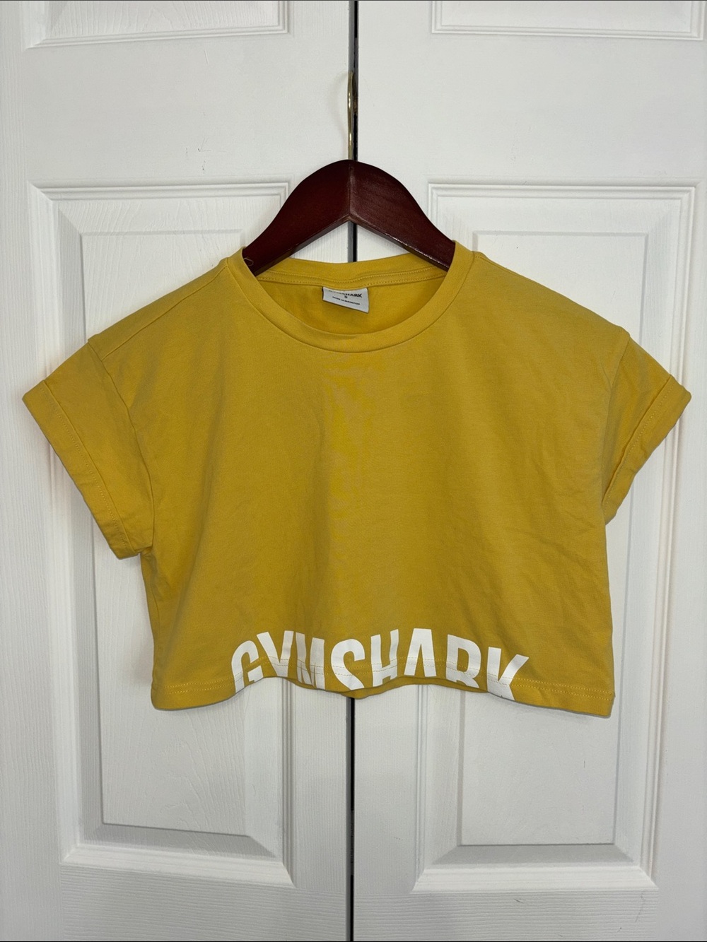 Gymshark Mustard Yellow Cropped Logo Tee